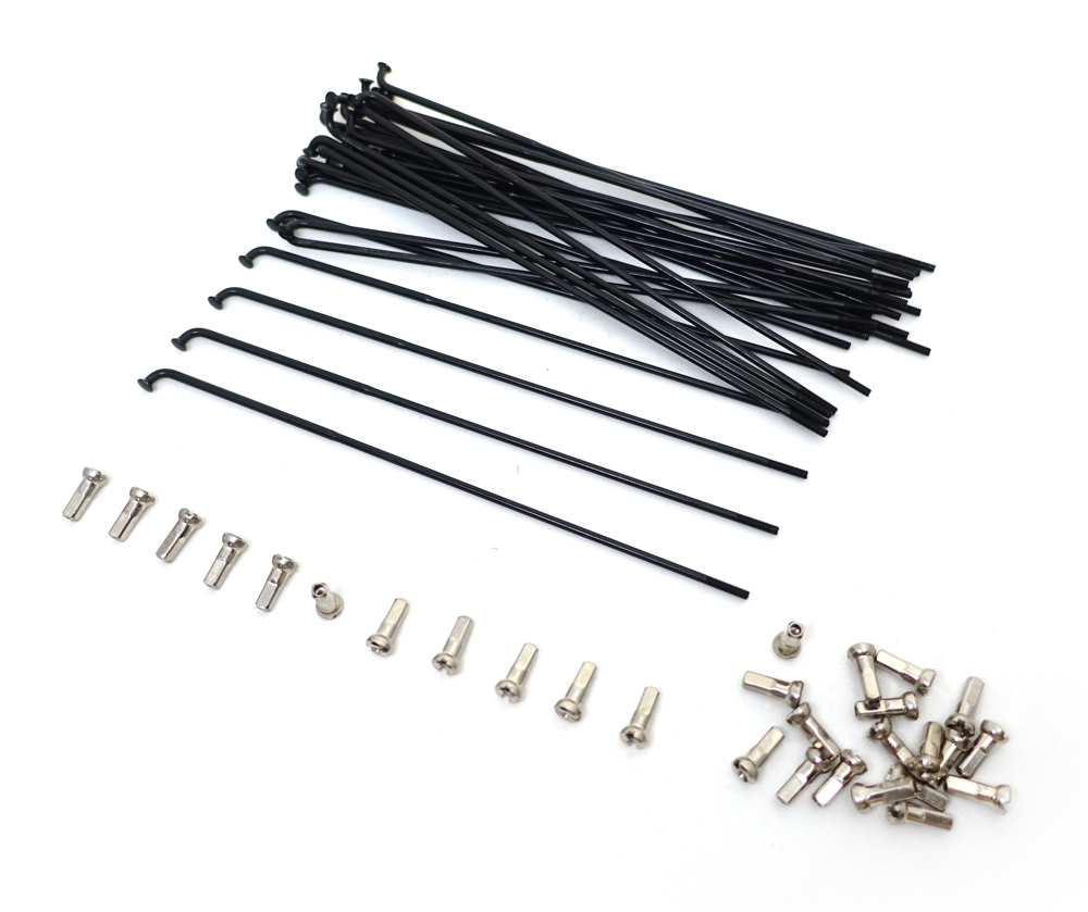 Spoke/nipple set 14g Double Butted BLK 151mm